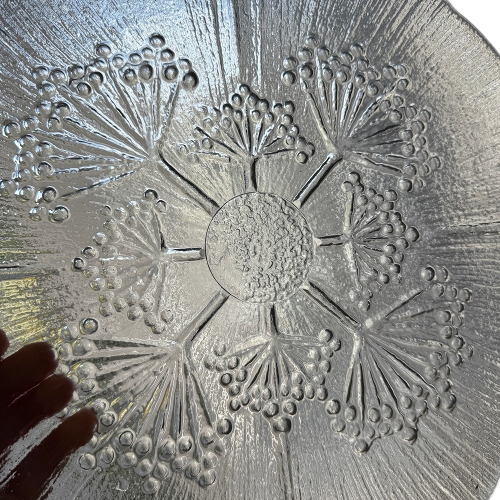 VTG Littala Nordic Large Glass Serving Platter PERTTI KALLIOINEN Nature-Themed